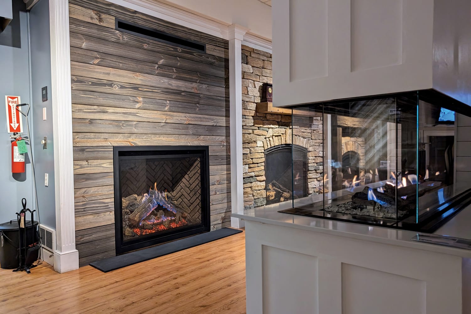 See-through linear — stacked-stone feature
